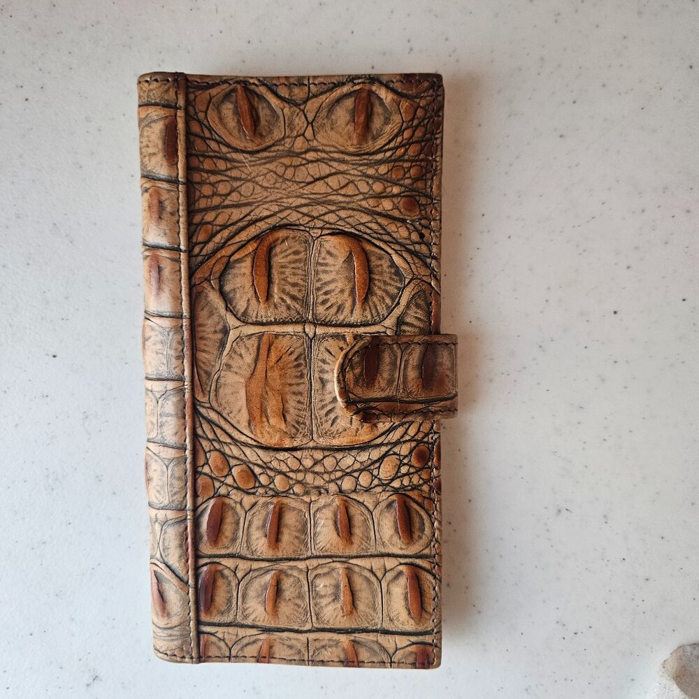 NWOT Brahmin Checkbook Cover Almond Melbourne with snap closure